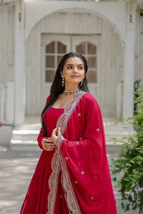 Pink_Desirable_Fully_Flaired_Gown_Georgette_And_Designer_Embroidered_Dupatta_For_Women