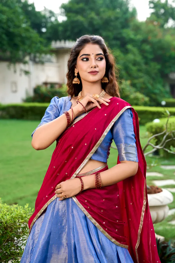 Cream_Red_Embroidered_Lenhnga_Saree_Ethnic_Push_Premium_For_Women