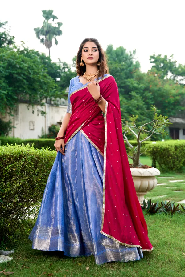 Cream_Red_Embroidered_Lenhnga_Saree_Ethnic_Push_Premium_For_Women