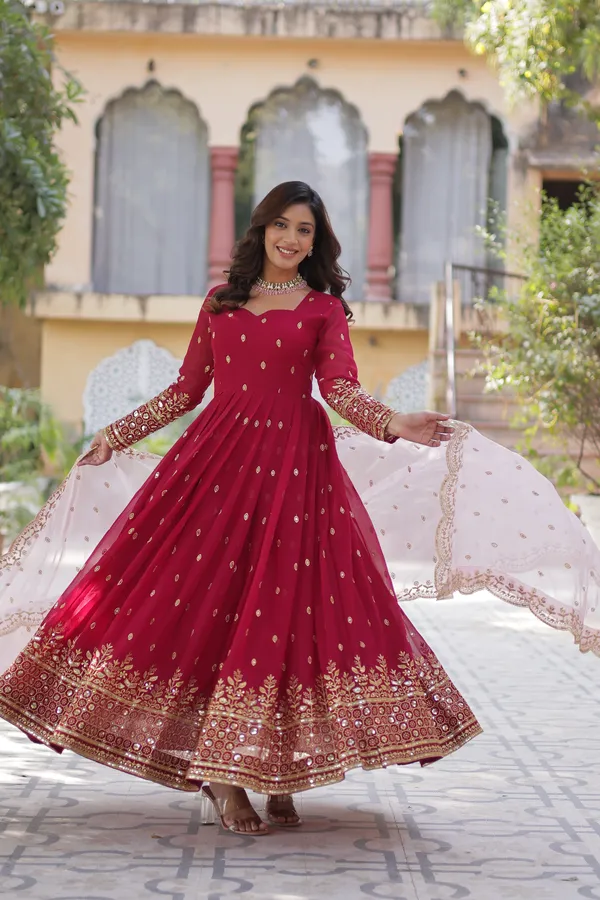 Maroon_Readymade_Gown_Push_Premium_For_Women