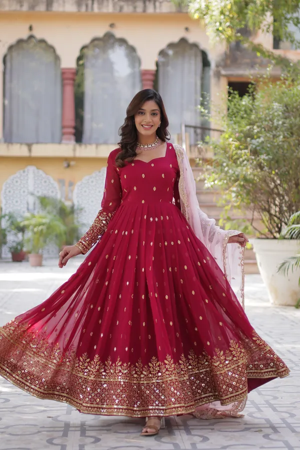 Maroon_Readymade_Gown_Push_Premium_For_Women