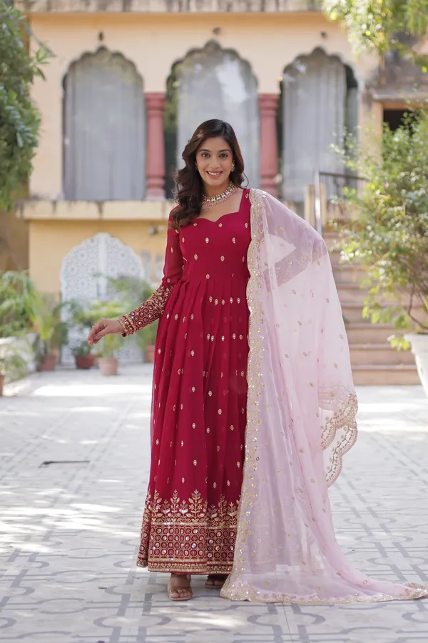 Maroon_Readymade_Gown_Push_Premium_For_Women
