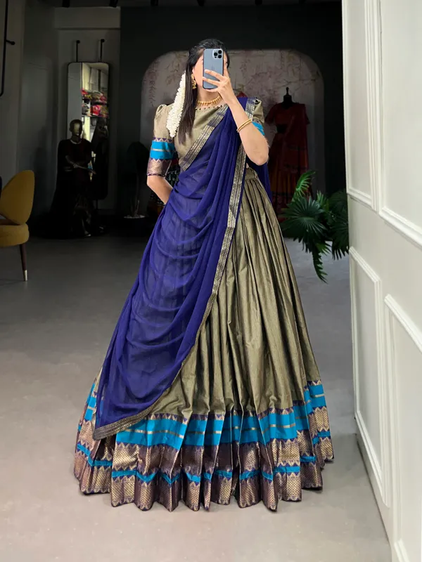 Immerse_Yourself_in_Tradition_with_Our_South_Style_Poly_Cotton_Half_Saree,_Paired_with_an_Elegant_Georgette_Dupatta??