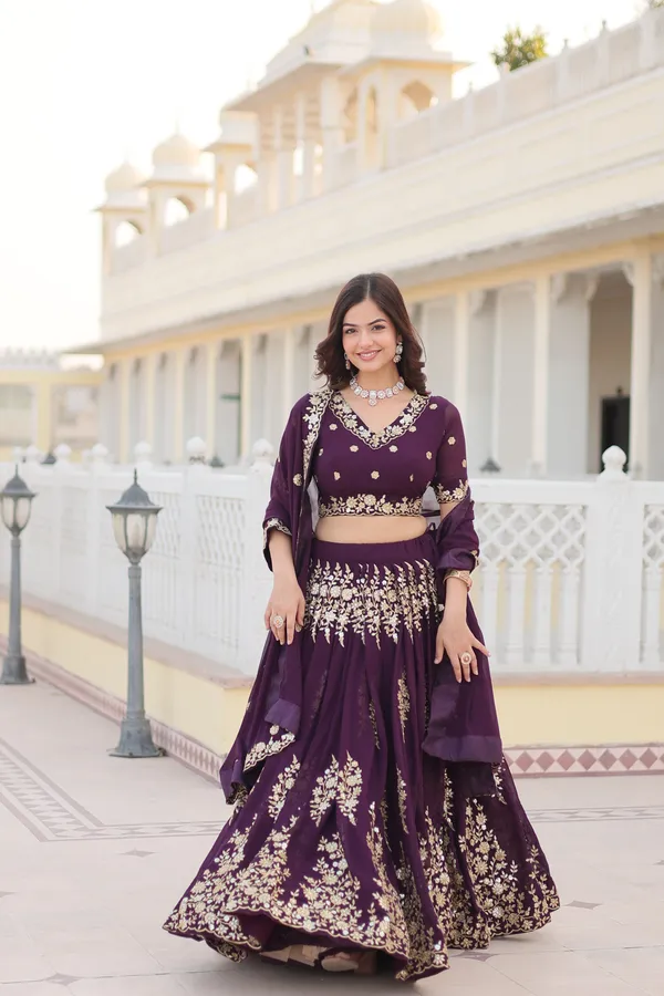 WineThread_Embroidered_Fully_Flaired_Georgette_Lehenga_For_Women