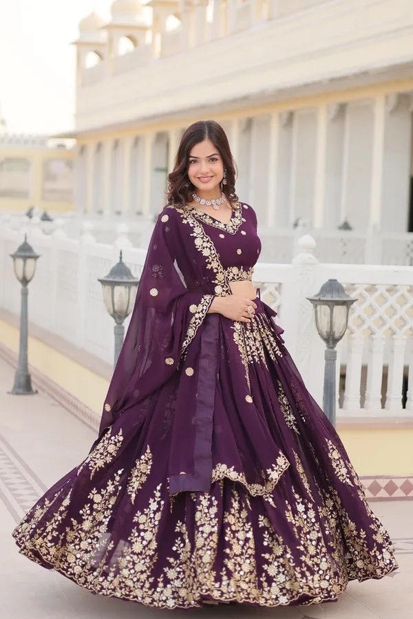 WineThread_Embroidered_Fully_Flaired_Georgette_Lehenga_For_Women