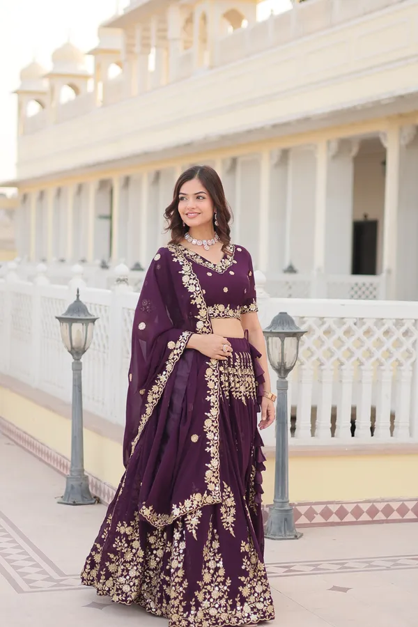 WineThread_Embroidered_Fully_Flaired_Georgette_Lehenga_For_Women