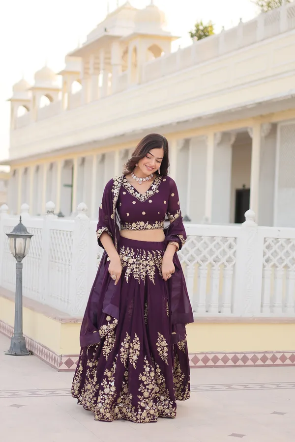 WineThread_Embroidered_Fully_Flaired_Georgette_Lehenga_For_Women