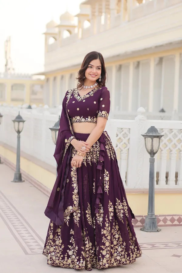 WineThread_Embroidered_Fully_Flaired_Georgette_Lehenga_For_Women