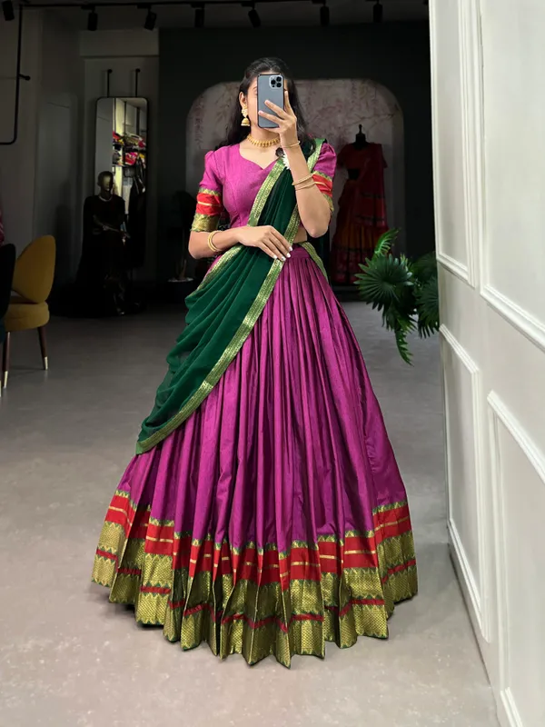 Immerse_Yourself_in_Tradition_with_Our_South_Style_Poly_Cotton_Half_Saree,_Paired_with_an_Elegant_Georgette_Dupatta??