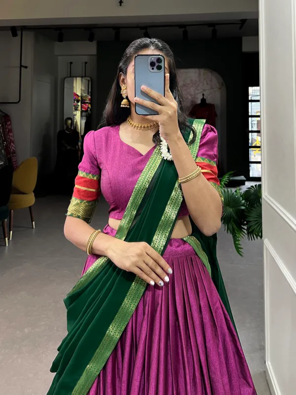 Immerse_Yourself_in_Tradition_with_Our_South_Style_Poly_Cotton_Half_Saree,_Paired_with_an_Elegant_Georgette_Dupatta??