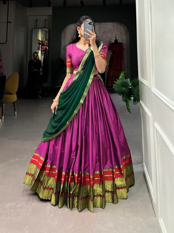 Immerse_Yourself_in_Tradition_with_Our_South_Style_Poly_Cotton_Half_Saree,_Paired_with_an_Elegant_Georgette_Dupatta??