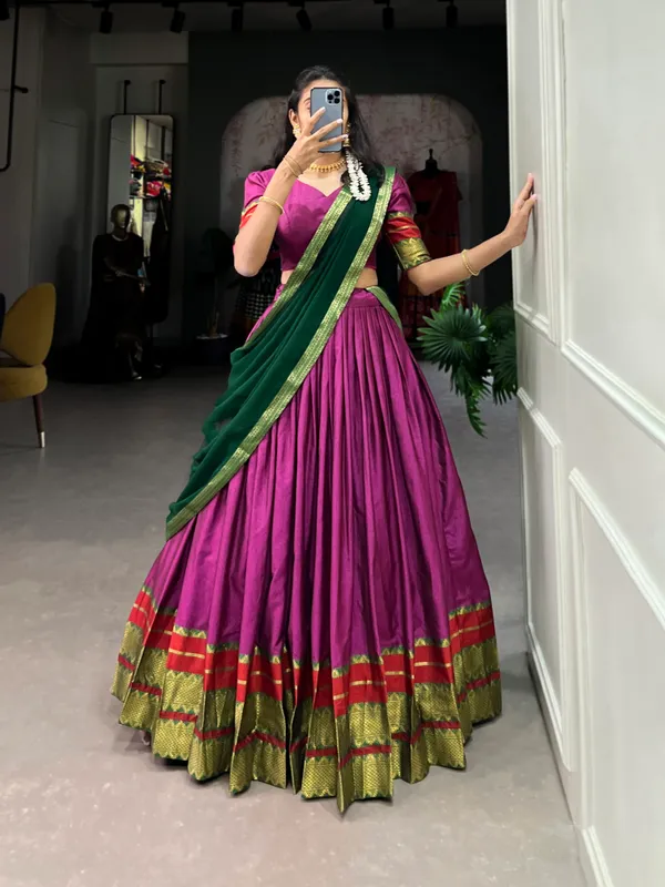 Immerse_Yourself_in_Tradition_with_Our_South_Style_Poly_Cotton_Half_Saree,_Paired_with_an_Elegant_Georgette_Dupatta??