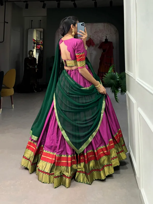 Immerse_Yourself_in_Tradition_with_Our_South_Style_Poly_Cotton_Half_Saree,_Paired_with_an_Elegant_Georgette_Dupatta??