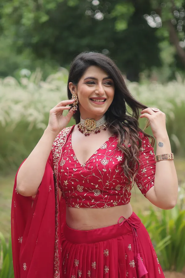 Red_Rangoli_Silk_With_Heavy_Sequins_Embroidered_Lehenga_Set_For_Women
