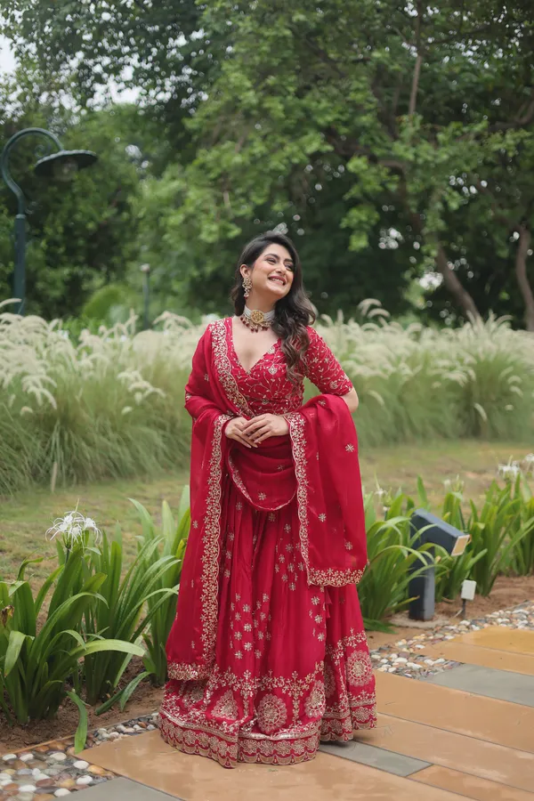 Red_Rangoli_Silk_With_Heavy_Sequins_Embroidered_Lehenga_Set_For_Women