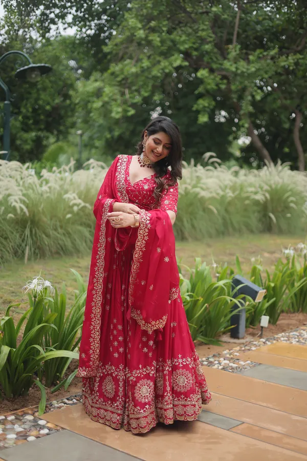Red_Rangoli_Silk_With_Heavy_Sequins_Embroidered_Lehenga_Set_For_Women