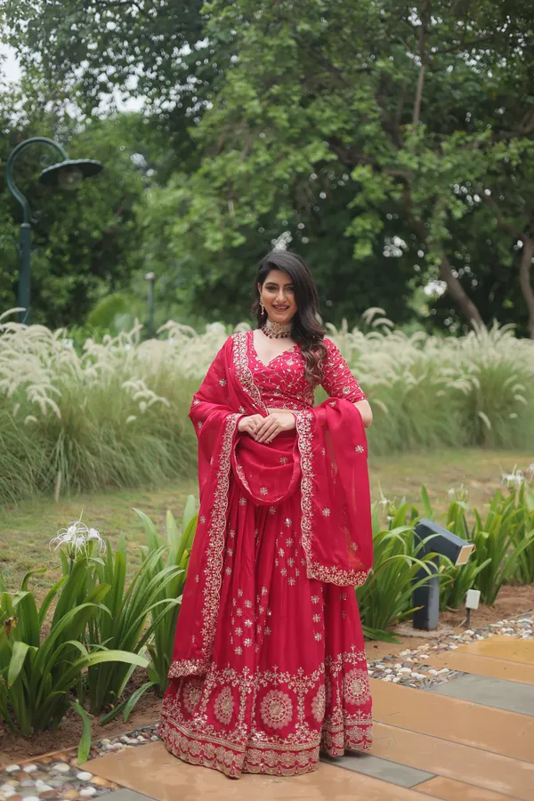 Red_Rangoli_Silk_With_Heavy_Sequins_Embroidered_Lehenga_Set_For_Women