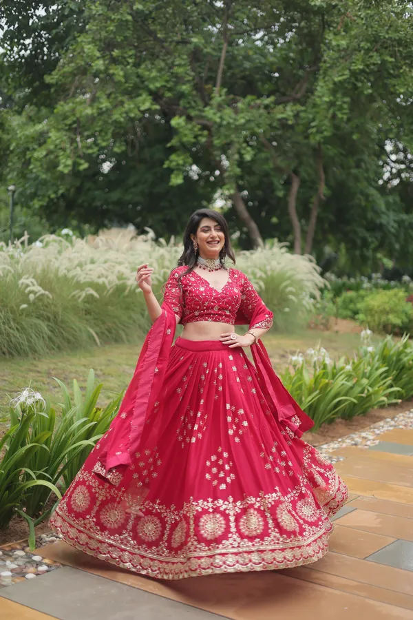 Red_Rangoli_Silk_With_Heavy_Sequins_Embroidered_Lehenga_Set_For_Women