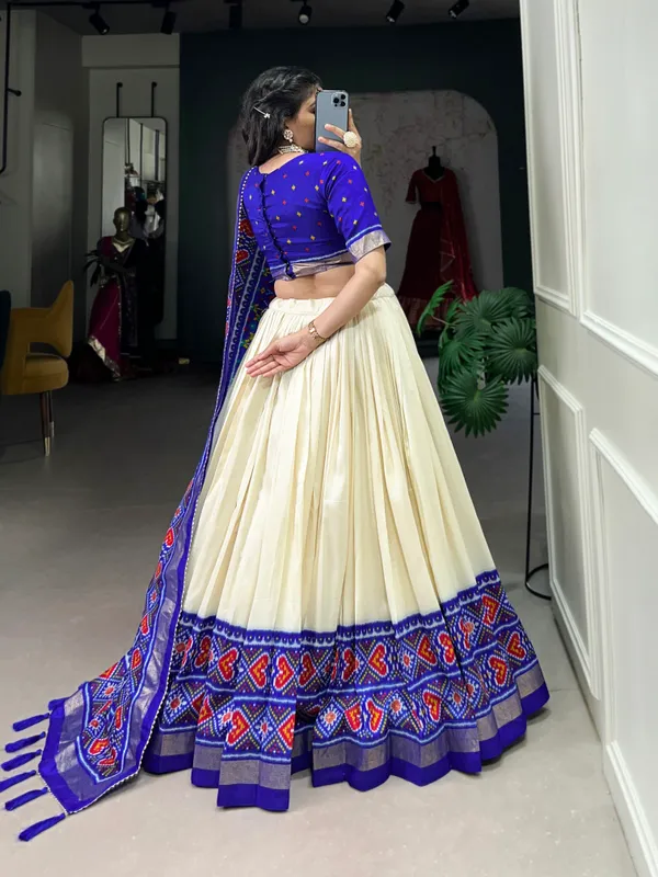 Royal_Blue_Tussar_Silk_Wedding_Grace_in_Patola_Print_Lehenga_Choli_For_Women