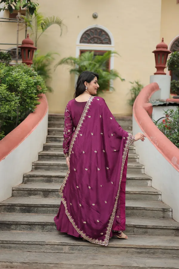 Wine_Chinon_With_Embroidered__Work_Sharara_Kurti_Push_Premium_For_Women