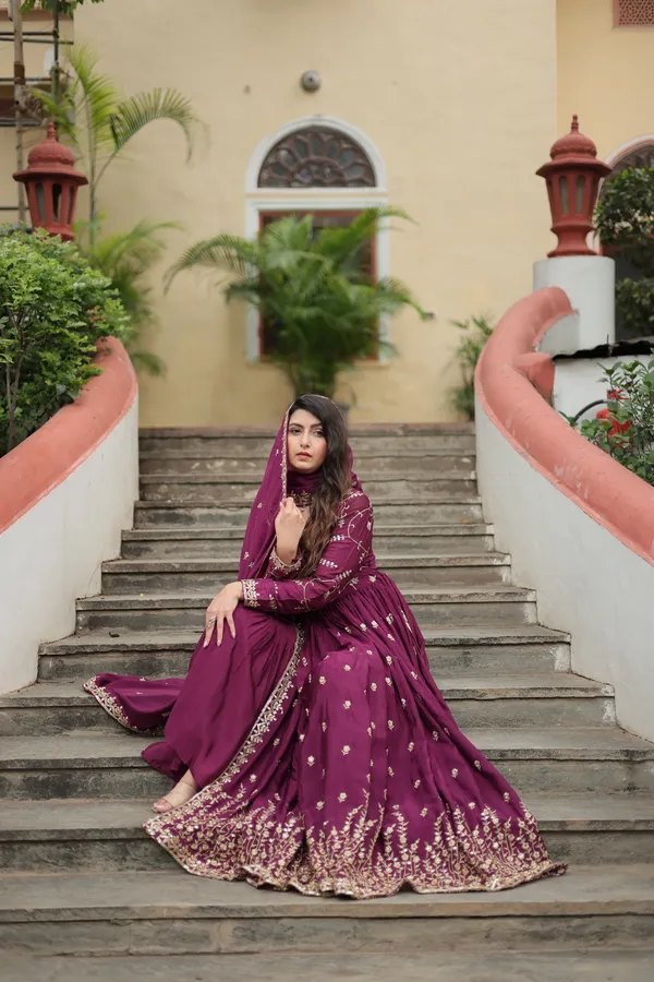 Wine_Chinon_With_Embroidered__Work_Sharara_Kurti_Push_Premium_For_Women