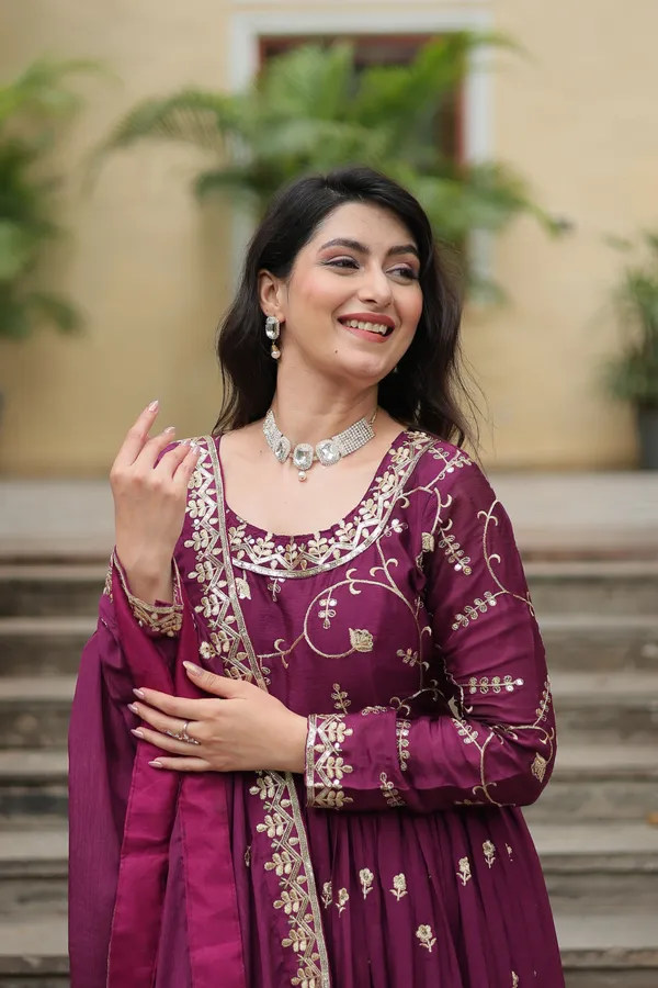 Wine_Chinon_With_Embroidered__Work_Sharara_Kurti_Push_Premium_For_Women
