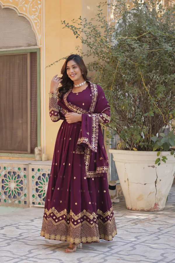 Wine_Designer_Gown__Thread_&_Sequins_Embroidery_For_Women