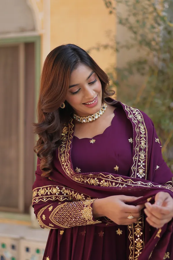 Wine_Designer_Gown__Thread_&_Sequins_Embroidery_For_Women