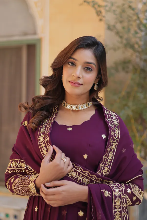 Wine_Designer_Gown__Thread_&_Sequins_Embroidery_For_Women