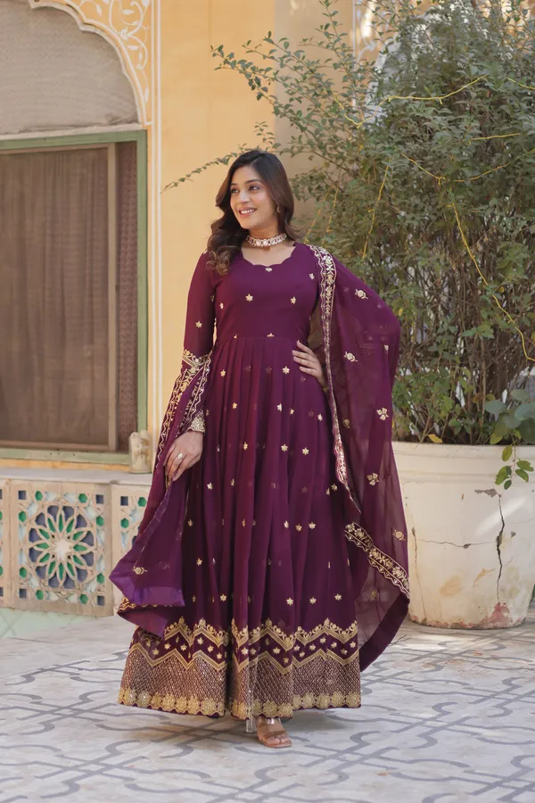 Wine_Designer_Gown__Thread_&_Sequins_Embroidery_For_Women
