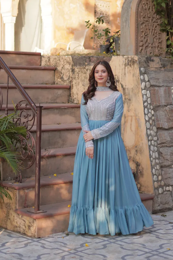 Sky_Blue_Readymade_Gown_Push_Premium_For_Women