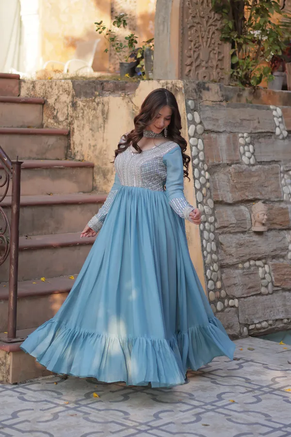 Sky_Blue_Readymade_Gown_Push_Premium_For_Women