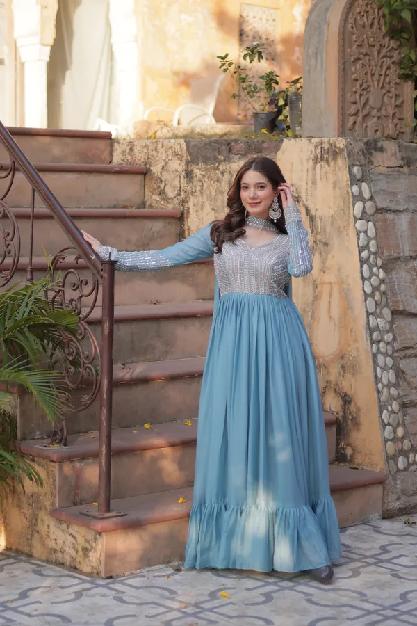 Sky_Blue_Readymade_Gown_Push_Premium_For_Women