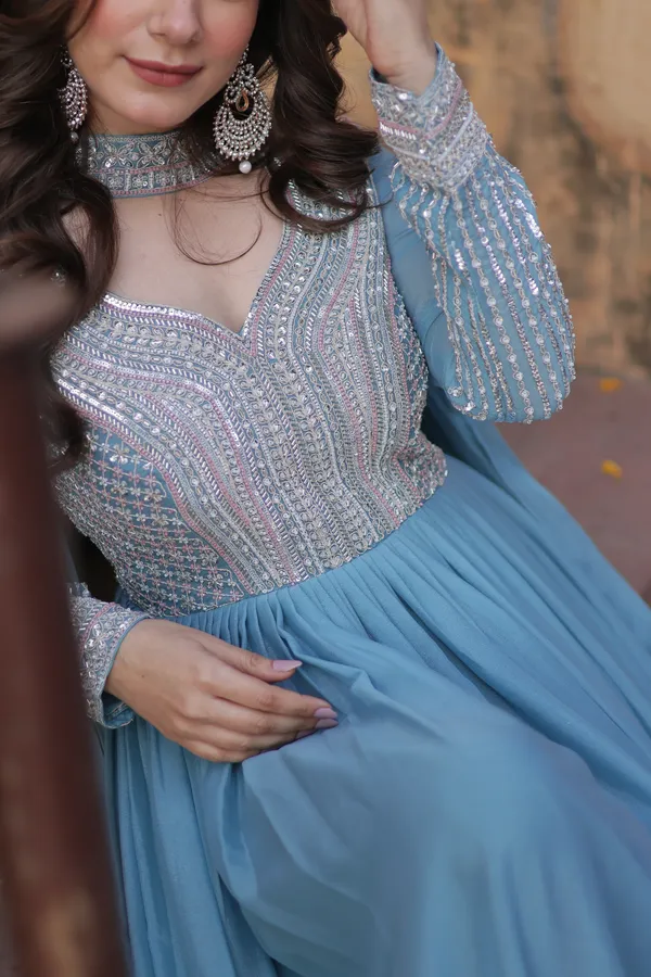 Sky_Blue_Readymade_Gown_Push_Premium_For_Women