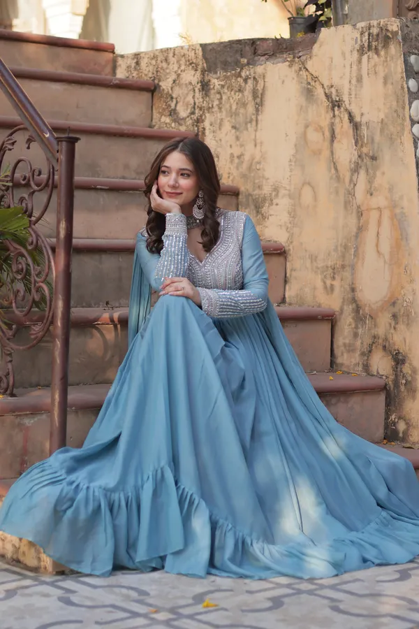 Sky_Blue_Readymade_Gown_Push_Premium_For_Women