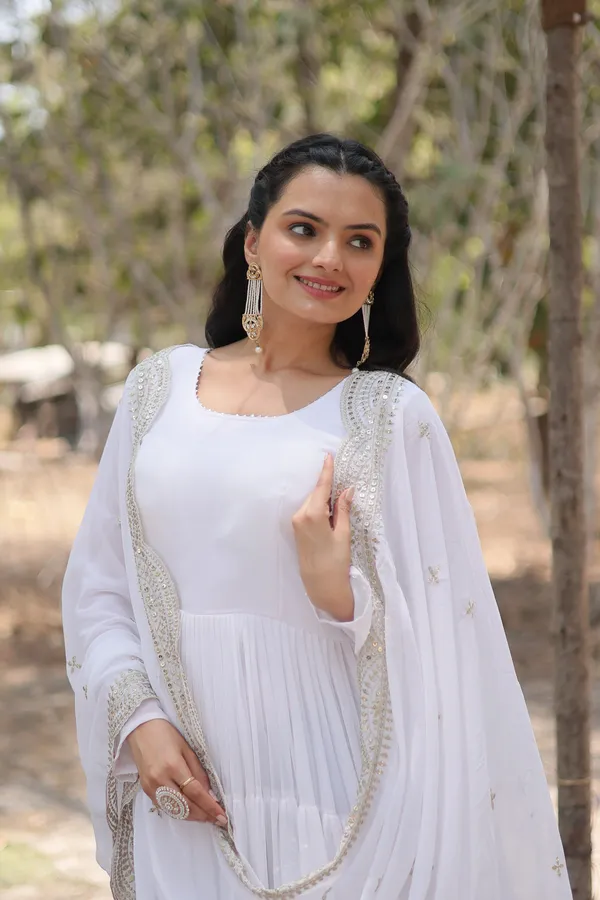 White_Desirable_Fully_Flaired_Gown_Georgette_And_Designer_Embroidered_Dupatta_For_Women
