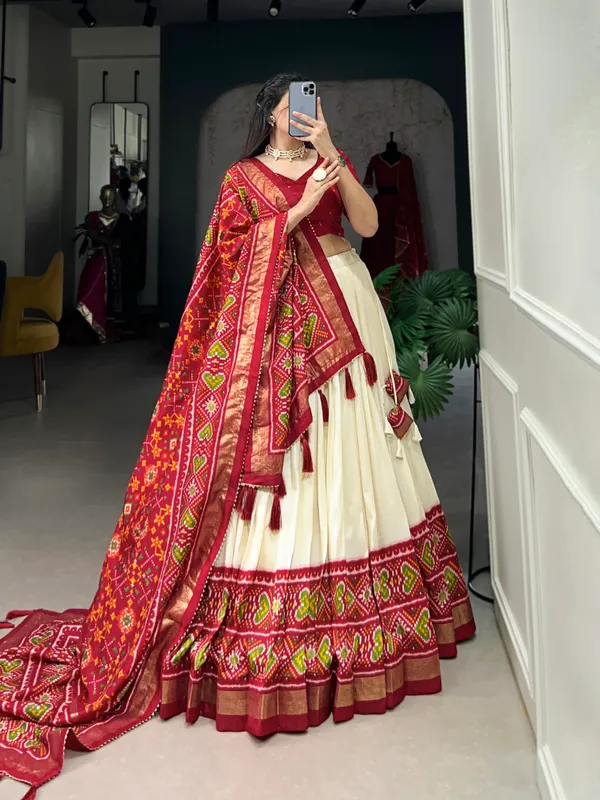 Red_Tussar_Silk_Wedding_Grace_in_Patola_Print_Lehenga_Choli_For_Women