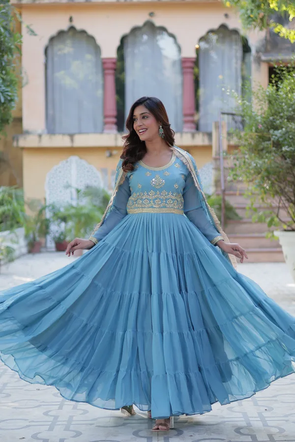 Sky_Blue_Embroidery_Design_Gown_With_Dupatta_Set_Georgette_Fabric_Push_premium_For_Women