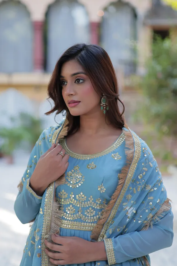 Sky_Blue_Embroidery_Design_Gown_With_Dupatta_Set_Georgette_Fabric_Push_premium_For_Women