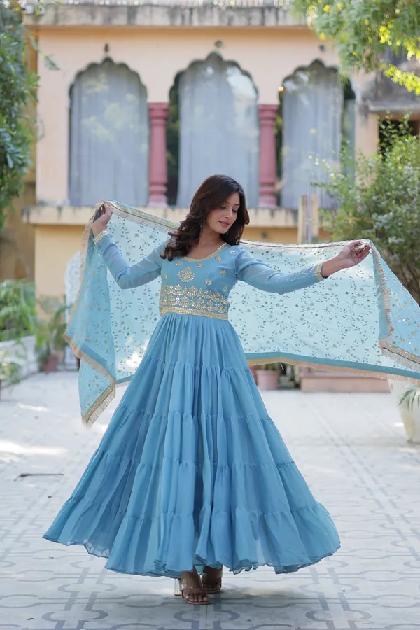 Sky_Blue_Embroidery_Design_Gown_With_Dupatta_Set_Georgette_Fabric_Push_premium_For_Women