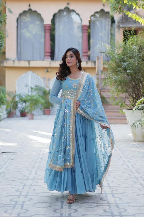 Sky_Blue_Embroidery_Design_Gown_With_Dupatta_Set_Georgette_Fabric_Push_premium_For_Women