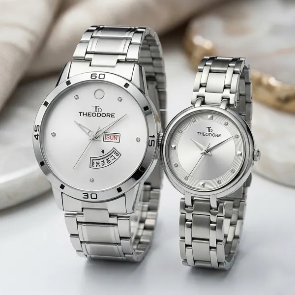 Couple_Classic_Silver_Shade_Metal_Chain_Watch_for_Couple_-_TD192-513