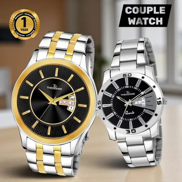 Couple_Watch__Analogue_Round_Dial_Dual_tone_Watch_With_1_year_warranty_for_Couple