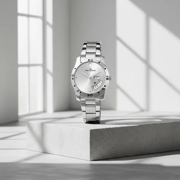 Silver_Date_And_Day_Round_Dial_Watch_With_1_year_warranty_for_Women