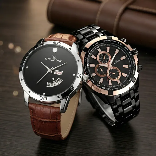 Pack_of_2_Men_Watches_Black_Analogue_Round_Dial_and_Tan_Strap_Watch_With_1_year_warranty_TD30-524