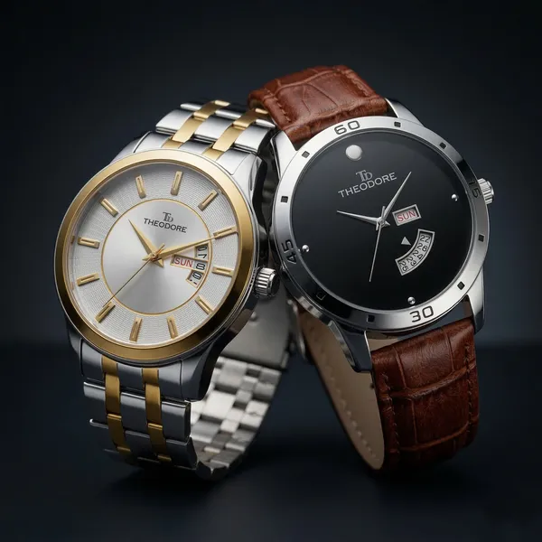 Pack_of_2_Men_Watches_Dual_Tone_Analogue_Round_Dial_and_Tan_Strap_Watch_With_1_year_warranty_TD408-524