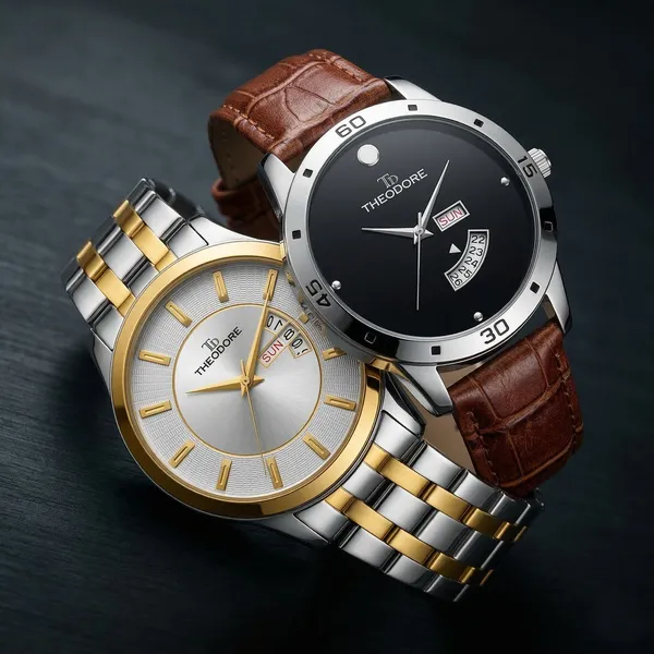 Pack_of_2_Men_Watches_Dual_Tone_Analogue_Round_Dial_and_Tan_Strap_Watch_With_1_year_warranty_TD408-524