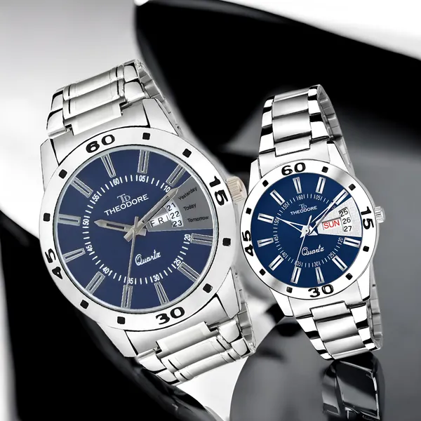 Premium_Date_and_Day_Stainless_Steel_Chain_Watch_-_With_1_year_warranty_for_Couple
