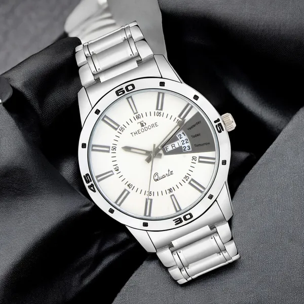 Premium_Date_and_Day_Stainless_Steel_Chain_Watch_-_With_1_year_warranty_for_Couple