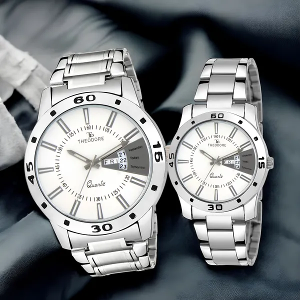 Premium_Date_and_Day_Stainless_Steel_Chain_Watch_-_With_1_year_warranty_for_Couple